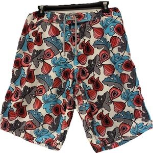 Vilebrequin Men’s Swim Trunks L Fig Print Saint-Tropez Floral Mesh Lined 12”